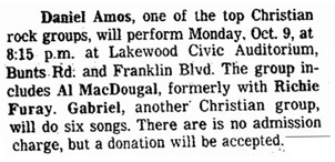 Daniel Amos Lakewood OH 1978